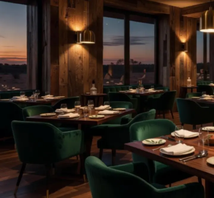 Fine dining restaurant with poker lounge tables