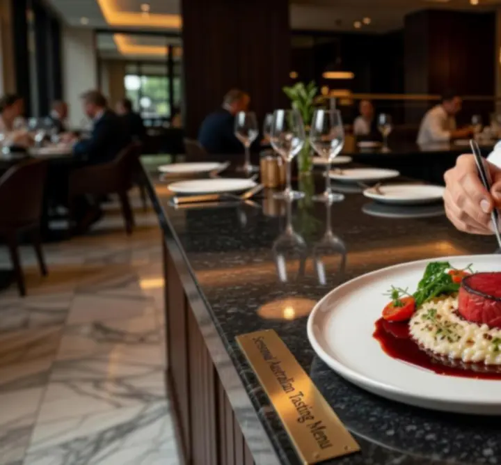 Chef plating a refined Australian dish